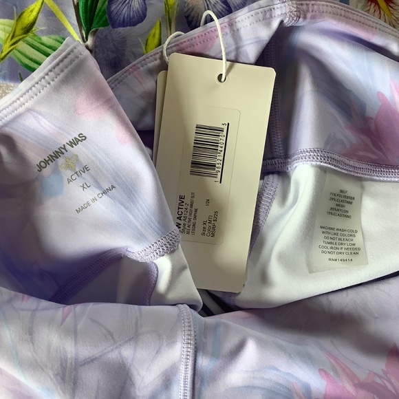 Johnny Was Set Bee Active High Waisted Slit Leggings And Sports Bra Floral SZ XL - Picture 14 of 16